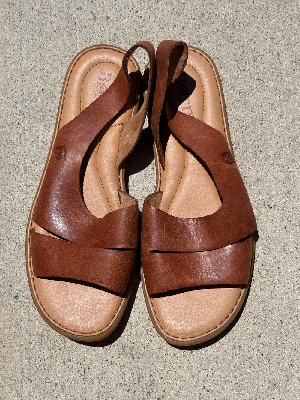 Born Inlet Slingback Sandals Women 10 M  Brown Leather Boho Comfort Flat B19 - Picture 5 of 12